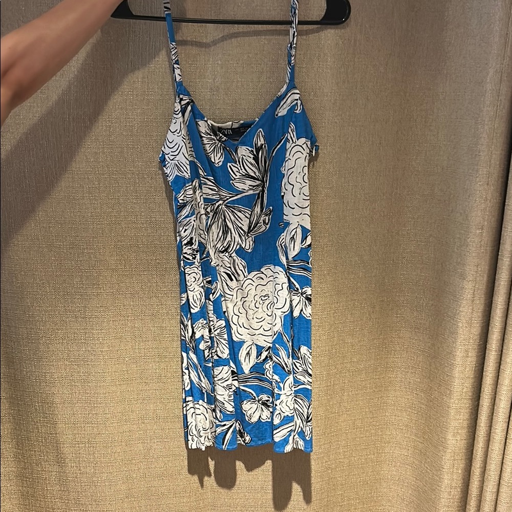 ZARA Blue and White Floral Dress
